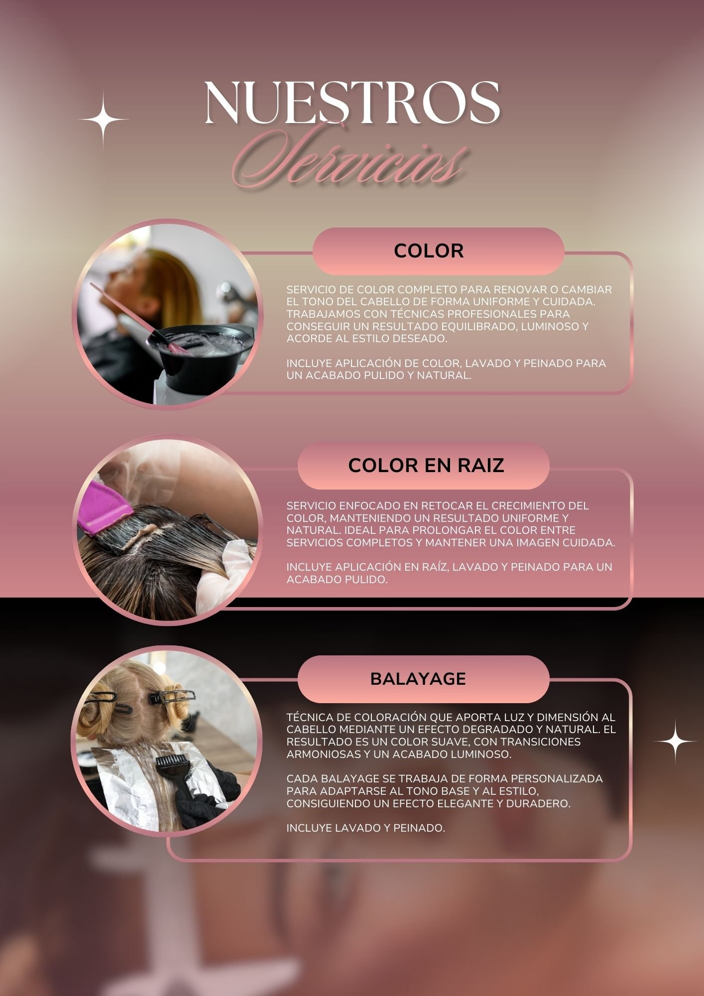 Documento A4 Catálogo Servicios Tratamientos de Belleza Femenino Moderno Negro y Dorado  - 1