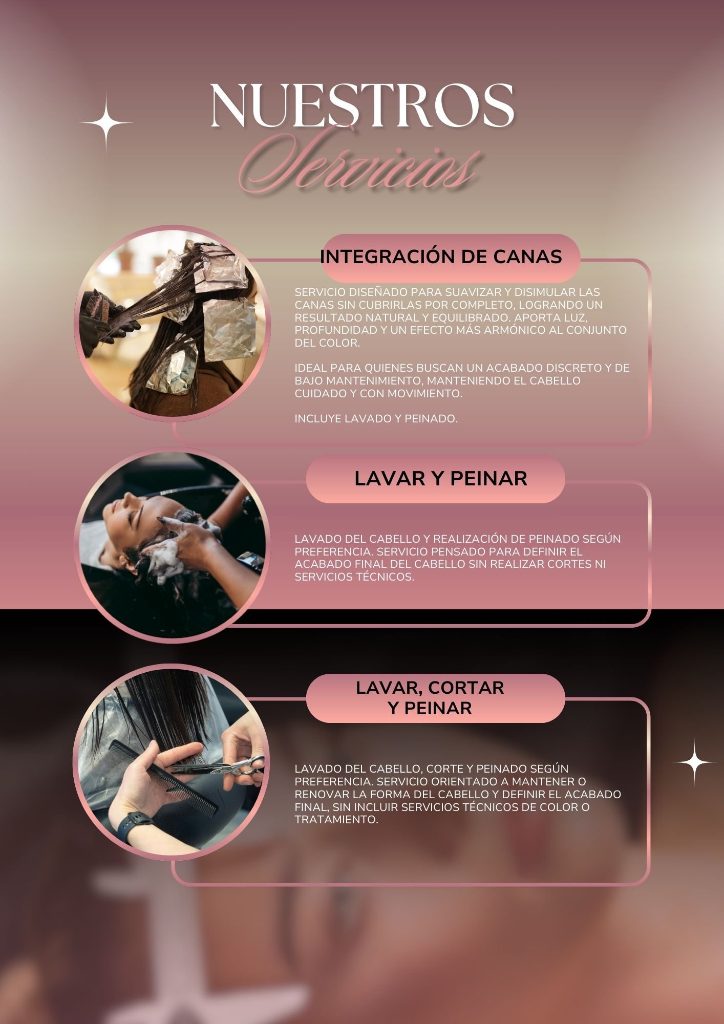 Documento A4 Catálogo Servicios Tratamientos de Belleza Femenino Moderno Negro y Dorado  - 2