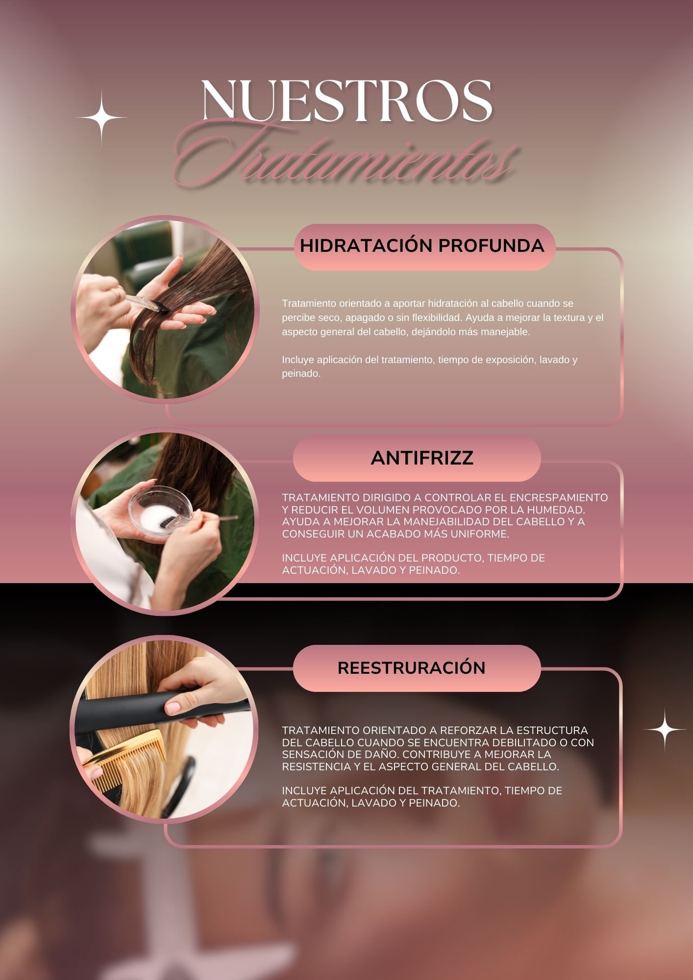 Documento A4 Catálogo Servicios Tratamientos de Belleza Femenino Moderno Negro y Dorado  - 3